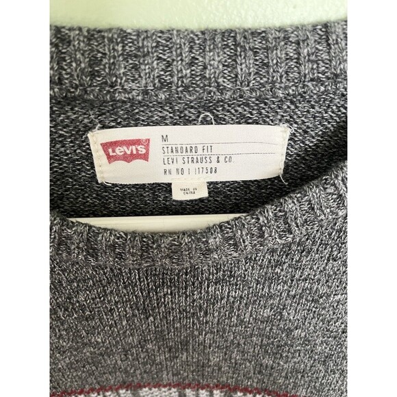 Levi's Men's Pullover Nordic Style Long Sleeve Sweater Gray Medium - Picture 3 of 4